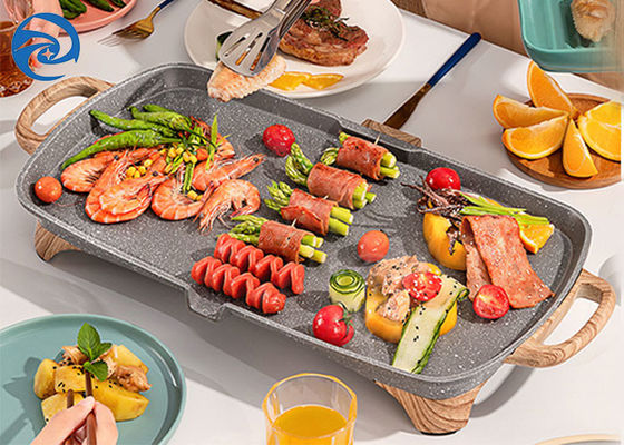 Stone Wood Grain เตาไฟฟ้า Griddles Skillets 1350W 220V
