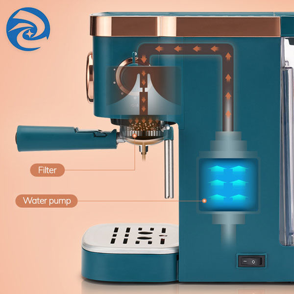 เครื่องชงกาแฟบ้านกึ่งอัตโนมัติขนาดเล็กอิตาลี 1050W สำหรับบ้านด้วยเครื่องตีฟองนม