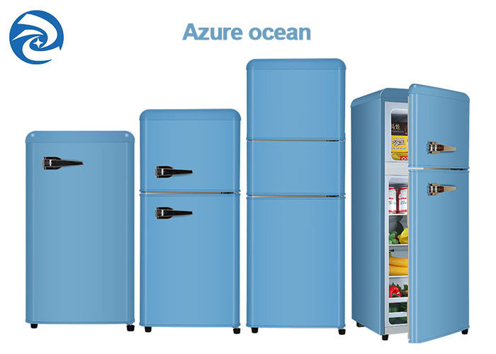 75L 90L 118L ตู้เย็นขนาดเล็กย้อนยุคสีขาวพร้อมช่องแช่แข็ง 2.6 Cu Ft