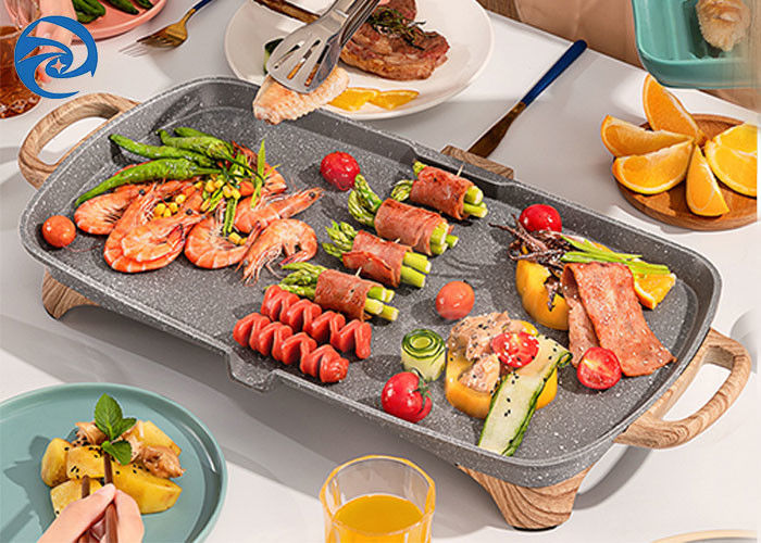 Stone Wood Grain เตาไฟฟ้า Griddles Skillets 1350W 220V