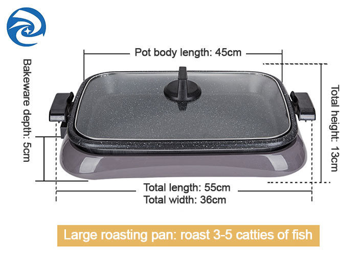 เตาย่างไฟฟ้า 1600W Griddles Skillets ขอบป้องกันการลวก